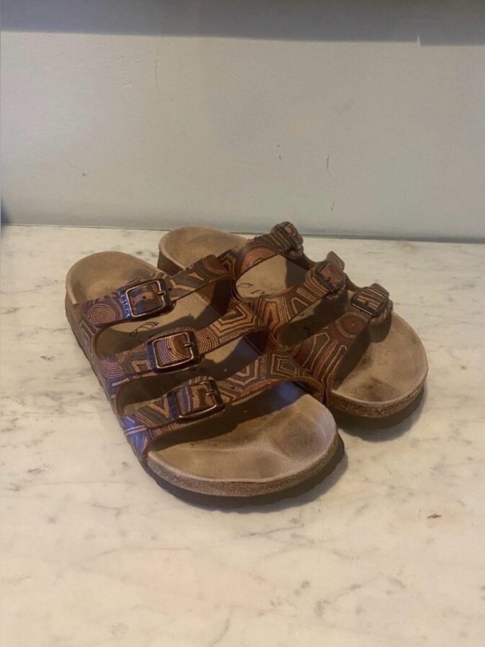 Birkenstock papillo Women’s Brown Patterned Triple-Strap Sandals